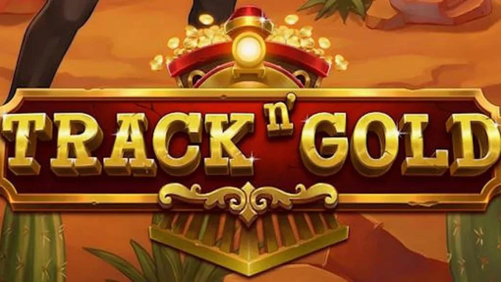 Tampilan visual slot Track n’ Gold dengan elemen kereta api klasik