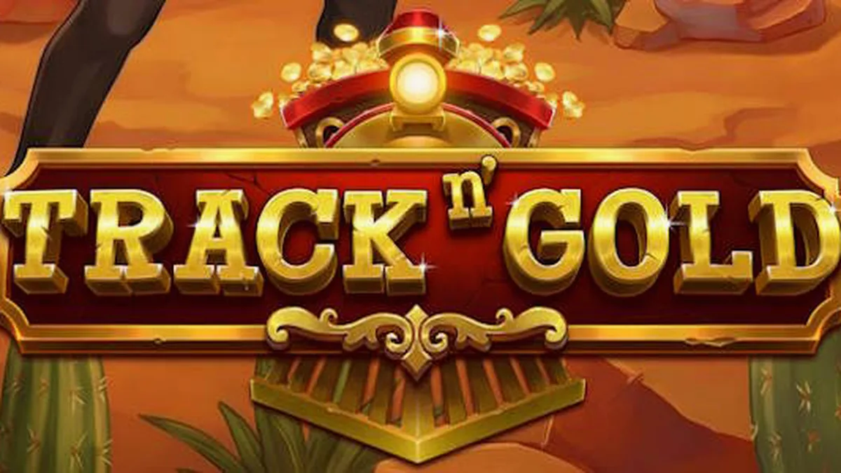 Tampilan visual slot Track n’ Gold dengan elemen kereta api klasik