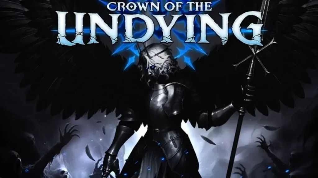 Tampilan visual gelap dan gothic dari slot Crown of the Undying dengan simbol pejuang dan rune kuno