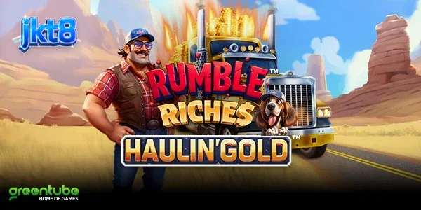 Tampilan visual slot Rumble Riches Haulin Gold dengan tema truk